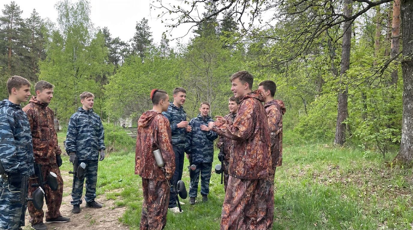 Дети играют в пейнтбол